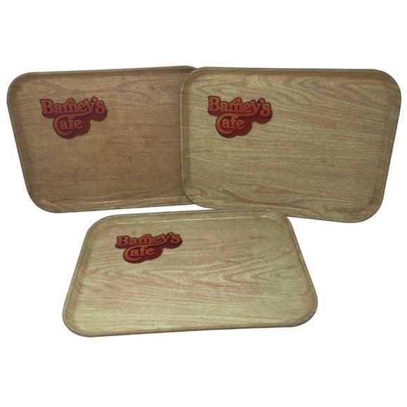 Set of 3 Barney's Cafe Hard Plastic Vintage Food Trays - Picture 1 of 6